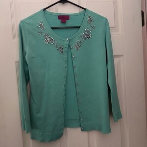 Embellished Mint Green Cardigan